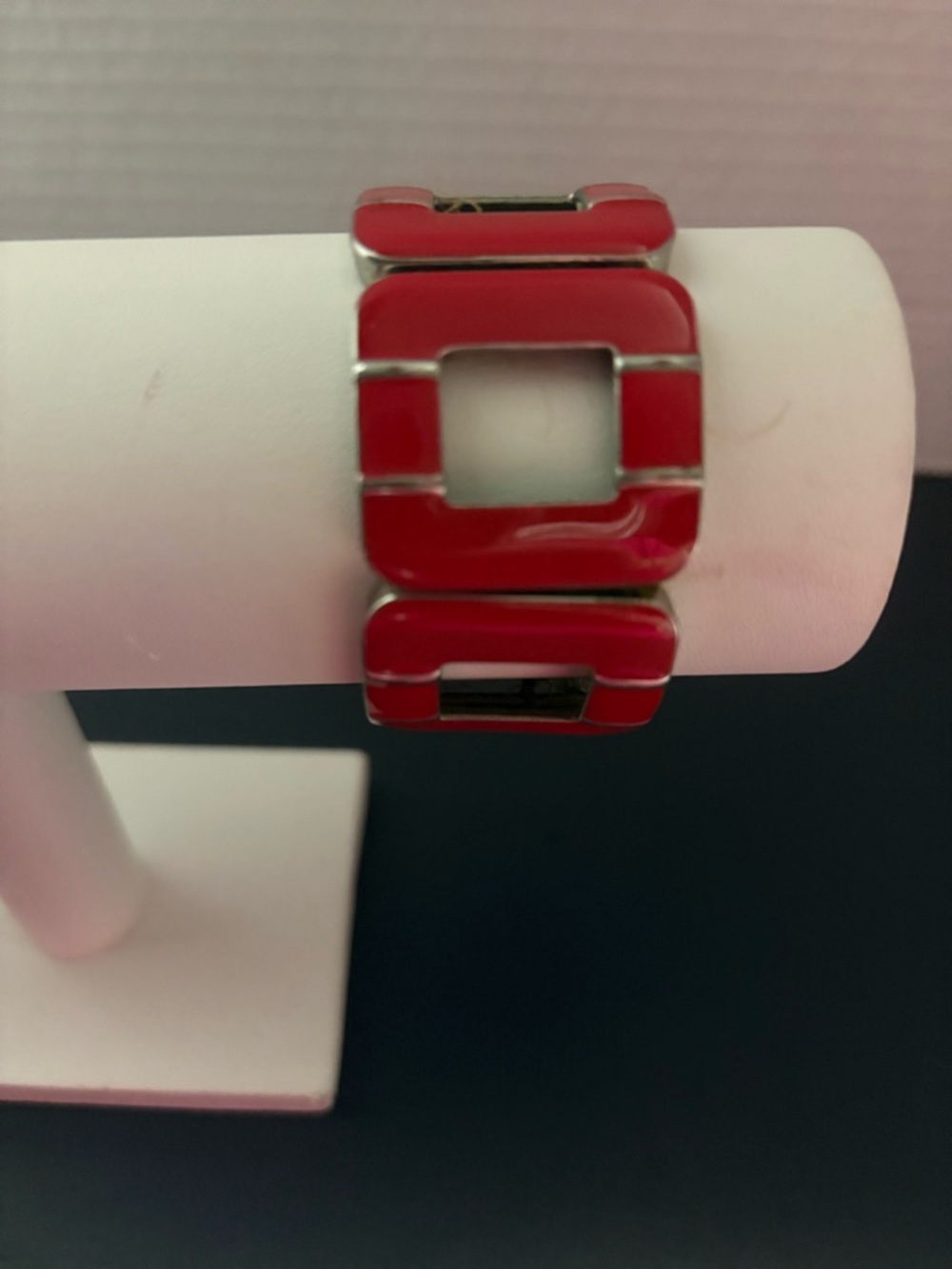Bold Red Geometric Statement Stretch Bracelet